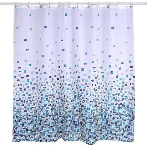 Rideau de douche mosaïque bleu résistant aux moisissures dimensions 180 x 200 cm (71 x 78 pouces) wat (1/5)