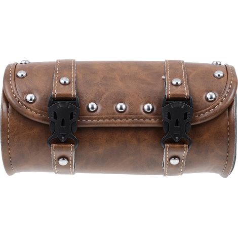 Sacoche Latérale en Cuir Marron pour Moto, Grosse Capacité, Résistance à l'usure, Design Simple, Paquet de Rangement Pratique pour Outils et Accessoires Moto (1/5)