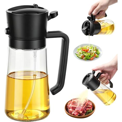 2 in 1 Cooking Oil Spray,Kitchen Oil Spray,470ml Cooking Oil Sprayer with Accurate Dosing for Hot Air Fryer, Cooking, Salad Preparation and Grilling (1/5)