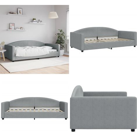 Tagesbett Hellgrau 100x200 cm Stoff - Tagesbett - Schlafsofa - Gästebett - Bettgestell - Doppelbett - Home & Living (1/5)