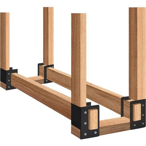 Firewood Log Storage Rack Bracket 4 Pack,Fireplace Wood Storage Holder,Indoor Outdoor Adjustable Heavy Duty Powder Coated Steel Holder with Wood Screws (1/5)