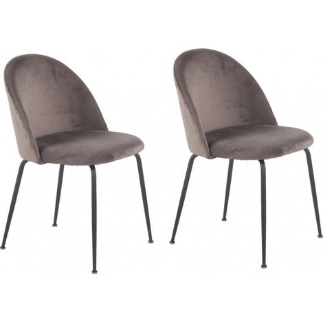 Lot de 2 chaises en velours marron et pieds métal noir - FARA (1/5)