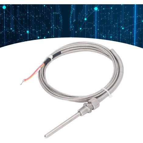 Temperaturfühler Typ K (Thermoelement), 1/8"-NPT-Verschraubung (einstellbar), 2 m Feder, einstellbare Länge, freiliegende Isolierung (1/5)
