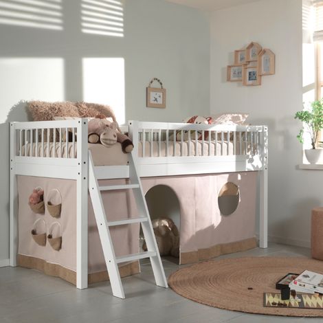 Lit mi-haut Forrest 90x200cm avec tente de lit - bois de hêtre (1/4)