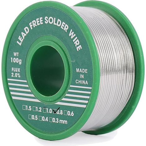 Fil étain de Soudure Sans Plomb 0.8mm 100g, Mince à Noyau Avec Flux de Colophane, Sn99%, Bobine d'étain à Souder pour Soudure la électrique (1/5)