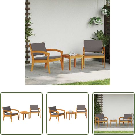Jardin - Ensemble bistrot avec coussin 3 pcs Marron Polyester (1/5)
