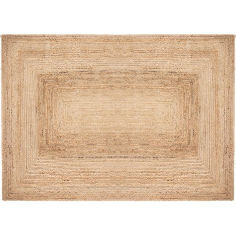 Tapis rectangulaire, moquette carpette en jute tressé coloris naturel - Longueur 230 x Profondeur 160 x Hauteur 0.5 cm -PEGANE- (1/3)