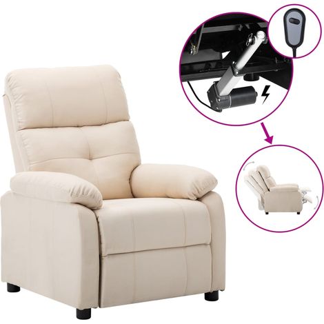 Fauteuil inclinable électrique Crème Tissu 14 (1/5)