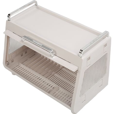 Abtropfgestell mit Deckel, großes Fassungsvermögen (48 x 28 x 33 cm), robust und vielseitig, für Küchenschüsseln und -teller, weiß (1/5)