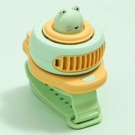 Montre-bracelet miniature portable et silencieuse pour enfants, avec motif dessin animé et rechargeable par USB (vert). (1/5)