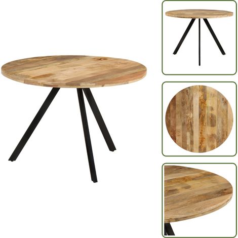 Table à dîner 110x75 cm Bois de manguier massif - Table À Manger - Table Ronde - Table En Bois - Mobilier Vintage - Meubles Rustiques (1/5)