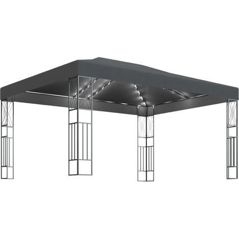 Gazebo with LED String Lights 3x4 m Anthracite Fabric vidaXL (1/5)