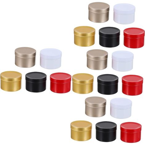 20 Pièces Boîtes Vides pour Bougies DIY Noël Pots Recyclables pour Cire Cosmétiques Bijoux Rouge Blanc Or Mat Rangement Étanche Polyvalent (1/5)