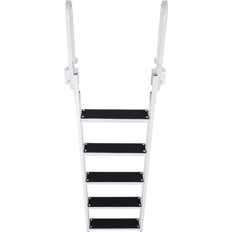 Mophorn Dock Ladder Flip-Up 5 gradini, capacità di carico di 350 libbre, scala per barche in alluminio con gradini antiscivolo larghi 4", scala