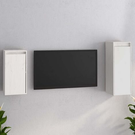 Meubles TV 2 pcs pour Salon - Armoire TV Blanc Bois massif de pin BV886669 - BonneVie (1/5)