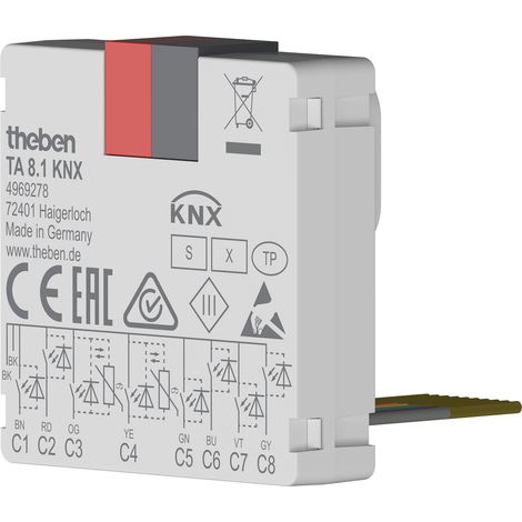 Theben 4969278 TA 8.1 KNX, 8-fach Binäreingang-Tasterschnittstelle KNX TP, KNX Data Secure, 2 NTC Eingänge (für Temperaturerfassung), Leitungslänge bis 30 m (1/5)