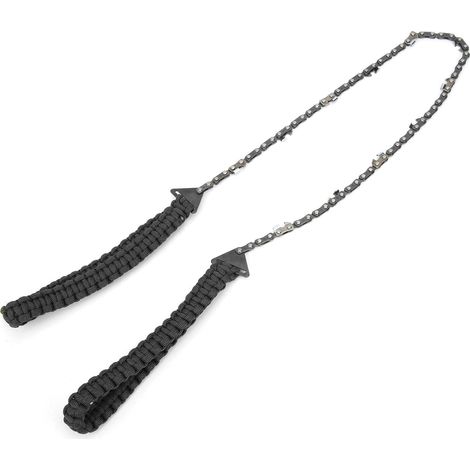Scie à chaîne de survie portable 11 dents, acier inoxydable avec corde parachute pour camping et urgences