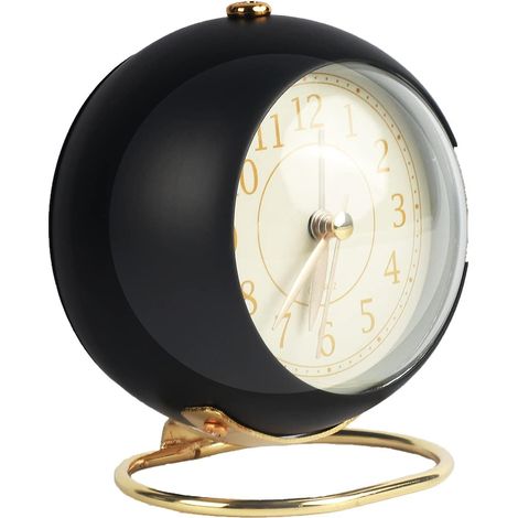 rveil Analogique Vintage (noir), Rveil En Mtal Silencieux, Rveil De Chevet Bruyant, Aliment Par Piles, Pour La Chambre Coucher, La Cuisine, Le Bu (1/5)