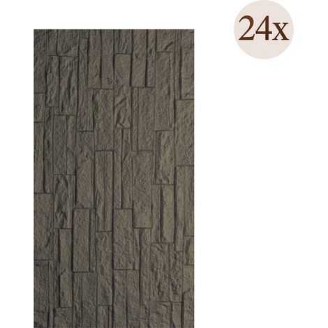 Pannello Decorativo Nulvi, set da 24, Facile da Tagliare, Facile da Installare, Texture Realistica, Isolante Acustico Buona Isolazione, 60x2.5 cm