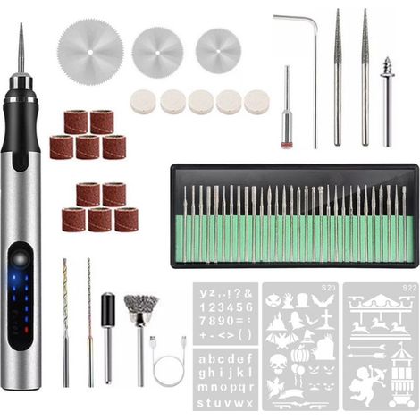 Bolígrafo de grabado recargable por USB, kit de herramientas de grabado DIY para madera, joyería, vidrio, metal y plástico. (1/5)