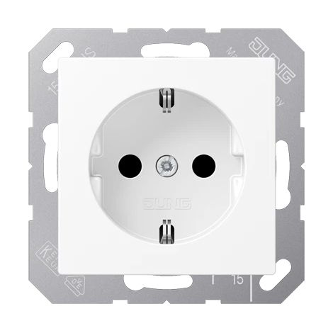 Jung Presa SCHUKO®, 16 A 250 V , termoplastico verniciato, serie A, bianco neve opaco A 1520 BF WWM