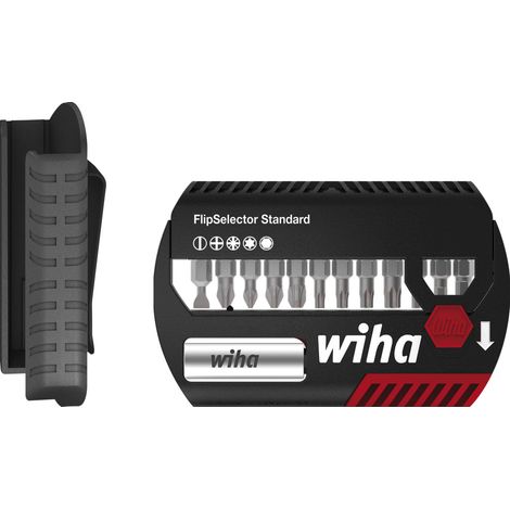 Wiha Coffret d'embouts FlipSelector Standard 25 mm mélangé 13 pcs, 1/4" C6,3 avec clip attache-ceinture (39083) (1/5)