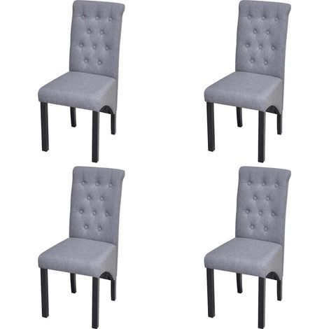 vidaXL Sillas de comedor 4 unidades tela gris claro (1/5)