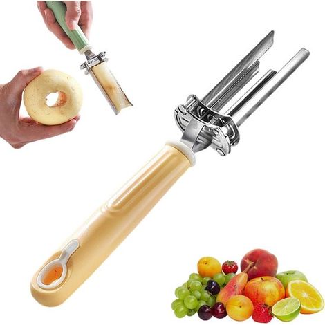 Descorazonador y pelador de manzanas 2 en 1, Descorazonador de frutas de acero inoxidable, peras, pimientos y productos horneados, Azul (1/5)