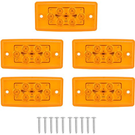 Lot de 5 feux de gabarit latéraux à LED 12 V ambre, étanches IP65, pour camions, camping-cars et yachts. (1/5)