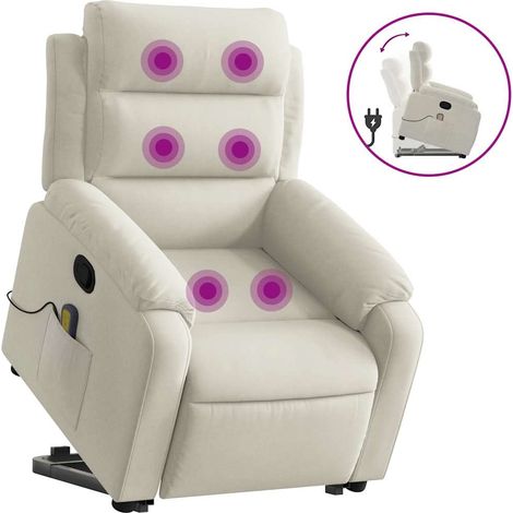 Maison Exclusive - Massagesessel mit Aufstehhilfe Creme Samt (1/5)