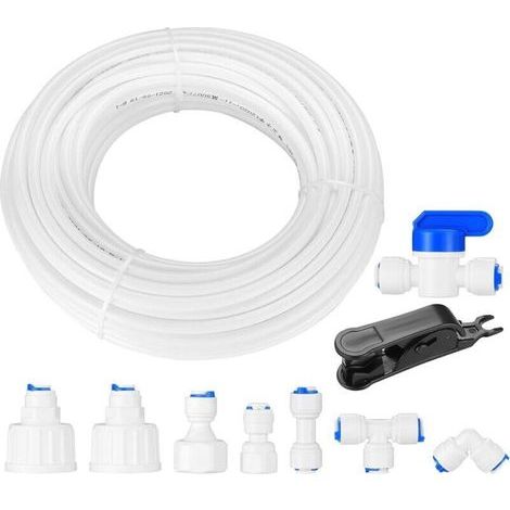 Kit Universel de Raccordement de Conduite d'Eau de 20 M, Raccord de Tuyau d'Alimentation d'Eau pour Osmoseur Réfrigérateur, Raccord De Filtre à Eau (1/4", 1/2", 3/4")