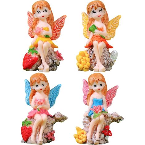 4er Set Miniatur Feenfiguren für Blumentöpfe Pflanzgefäße