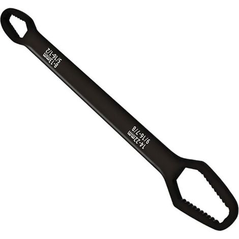 Clé à lunettes universelle Torx à Double tête auto-serrante, ajustable, 8 à 22mm, planche aux deux extrémités de forme spéciale polyvalente(Noir électrophorétique)