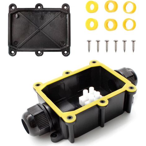 Boite de Dérivation Etanche IP68, Boite de Dérivation Electrique, Boîte de Dérivation Noire, Étanche, Anti-Poussière, Adaptée aux Installations Électriques, Réparation de Câbles (1/5)