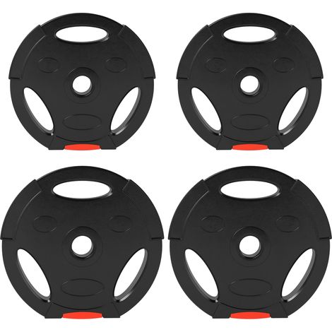 Ensemble de 4 disques de musculation pour l'entraînement, la salle de sport, les séances à domicile, le renforcement musculaire : 2 disques de 7,5 kg et 2 disques de 5 kg, noirs. (1/5)