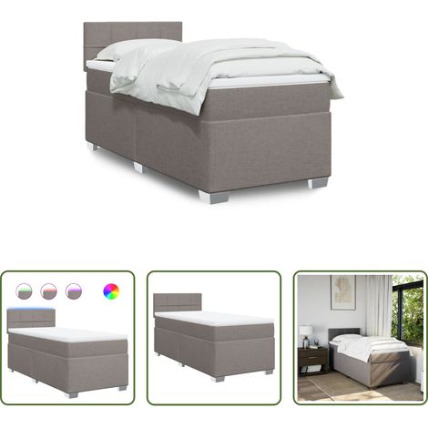 vidaXL Surmatelas - Sommier à lattes de lit avec matelas Taupe 90x190 cm Tissu (1/5)