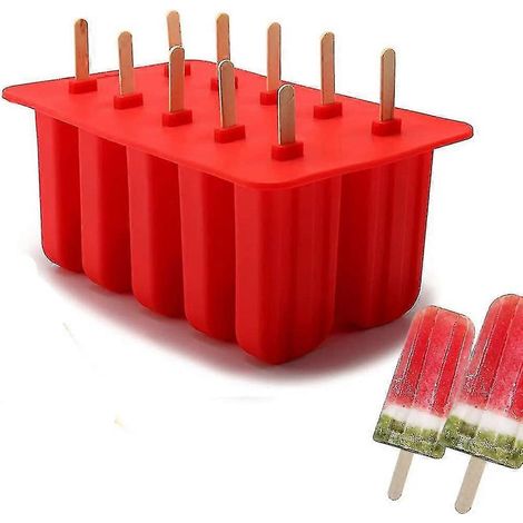 Moules à glaces réutilisables (2 x 4 compartiments) pour la confection de glaces et de crèmes glacées. Support à glaces à monter soi-même, compatible lave-vaisselle, bleu. (1/4)