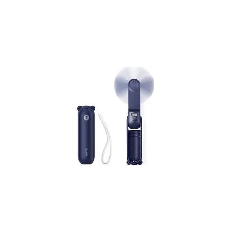 Mini-Tragventilator, 3-in-1-Handventilator, wiederaufladbarer Taschenventilator, batteriebetriebener Ventilator (14–21 Stunden Betriebsdauer) mit Powerbank und Taschenlampenfunktion – blau (1/5)