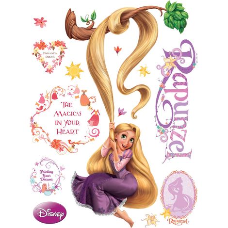 sticker mural Raiponce violet et jaune  - Disney
