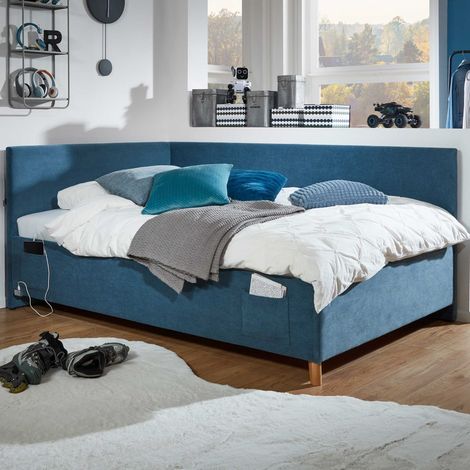 Lit simple Cool  Avec dossier  90 x 200 cm  Design bleu (1/5)