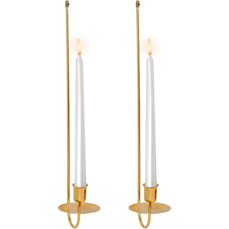 Bougeoirs de cheminée, applique murale en métal, bougeoirs élégants avec 2 bougeoirs, décoration murale parfaite pour le salon, les cheminées de ferme et les mariages (1/5)