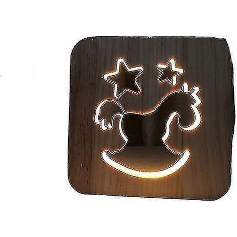 Lampe en bois 3D en bois, veilleuse enfant en forme d'animal, éclairage d'ambiance LED décoratif (taille : f) (1/5)