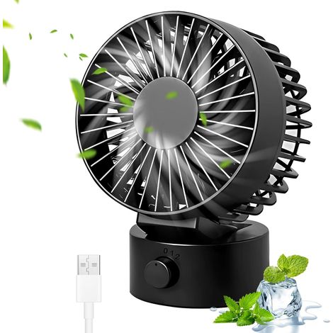 Mini-USB-Ventilator, Tischventilator, Schreibtischventilator, 30 Grad verstellbar, 2 Geschwindigkeiten, Tischventilator für PC-Tisch, Kinderwagen, Zuhause, Büro, Camping, Reisen (schwarz)