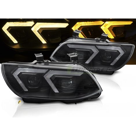 Paire de feux phares BMW serie 3 E92 / E93 de 2010 a 2013 LED DRL Yellow Noir-42389183 (1/4)