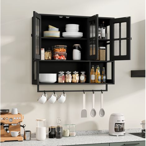 Schrank Aufbewahrung Regal 88 cm Schwarz Glas OKMYHOME (1/5)