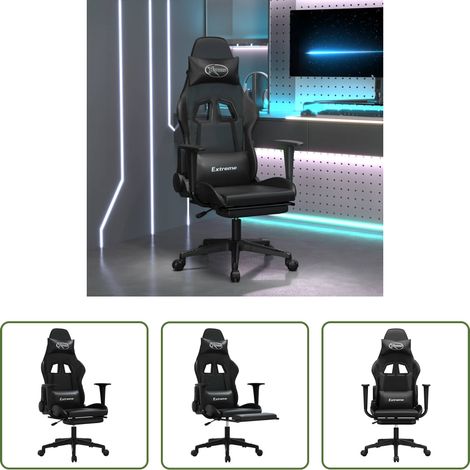 vidaXL Fußstütze - Gaming-Stuhl mit Massage & Fußstütze Schwarz Kunstleder (1/5)