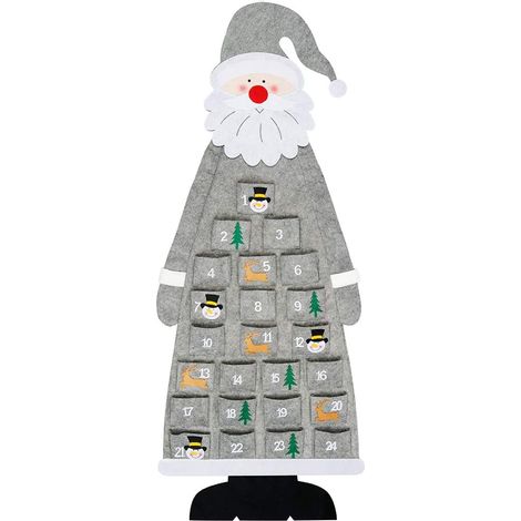 Calendrier de l'Avent mural en feutrine 2021, 114 cm (3,75 pi), avec pochettes, 24 jours, réutilisable, à suspendre, décorations de Noël