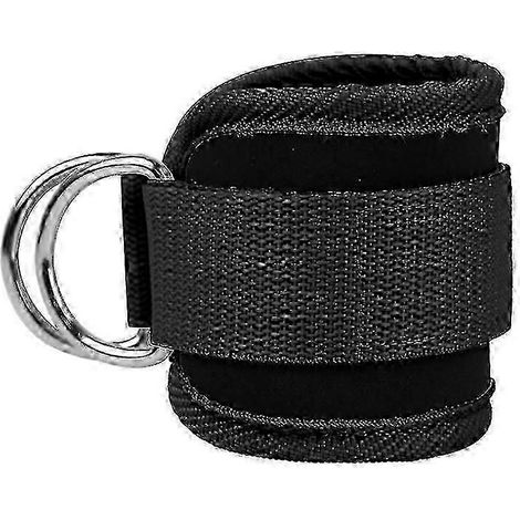 Sangle de cheville pour machines à câbles - Manchette rembourrée pour exercices fessiers et extensions de jambes - Noir (1/3)