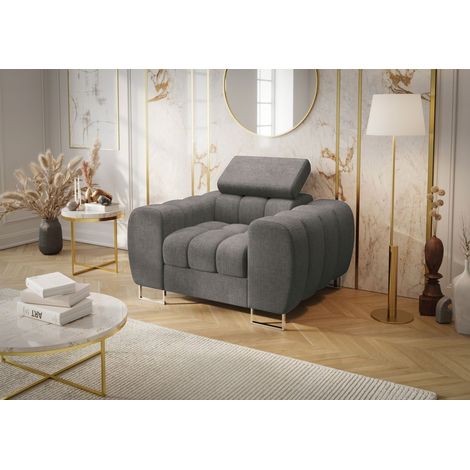 Sessel Designersessel BASTIEN in Stoff Moly Dunkelgrau