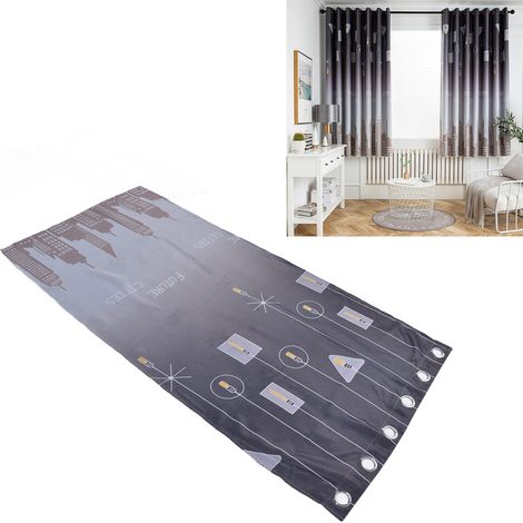 Rideaux occultants courts style lustre, imprimés, gris. (1/5)